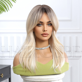 SWLC1263-1 Perucă — fibră sintetică rezistentă la căldură, construcție cu mecanism, breton lung, poate fi vopsită și permată