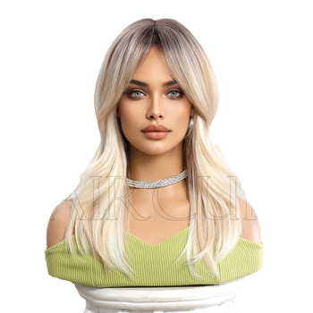 SWLC1263-1 Perucă — fibră sintetică rezistentă la căldură, construcție cu mecanism, breton lung, poate fi vopsită și permată