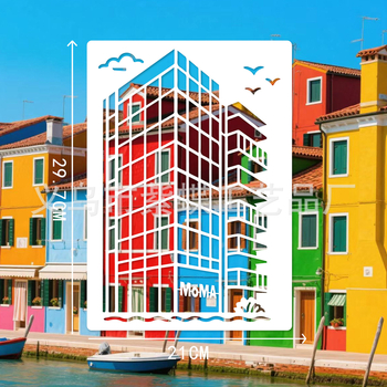 Șablon de carte poștală: Repere mondiale și peisaje urbane culturale, stil gravat, artă creativă — PET; Brand Yiwu Purple Butterfly Arts and Crafts Factory; Import: Nu; IP: Nu autorizat