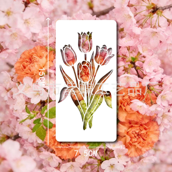 Virágos spray-festés sablon – PET, tartós üreges sablon, DIY festőeszköz (Márka: Yiwu Purple Butterfly Craft Factory, Modell: SJX-186)