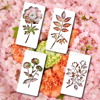 Virágos spray-festés sablon – PET, tartós üreges sablon, DIY festőeszköz (Márka: Yiwu Purple Butterfly Craft Factory, Modell: SJX-186)