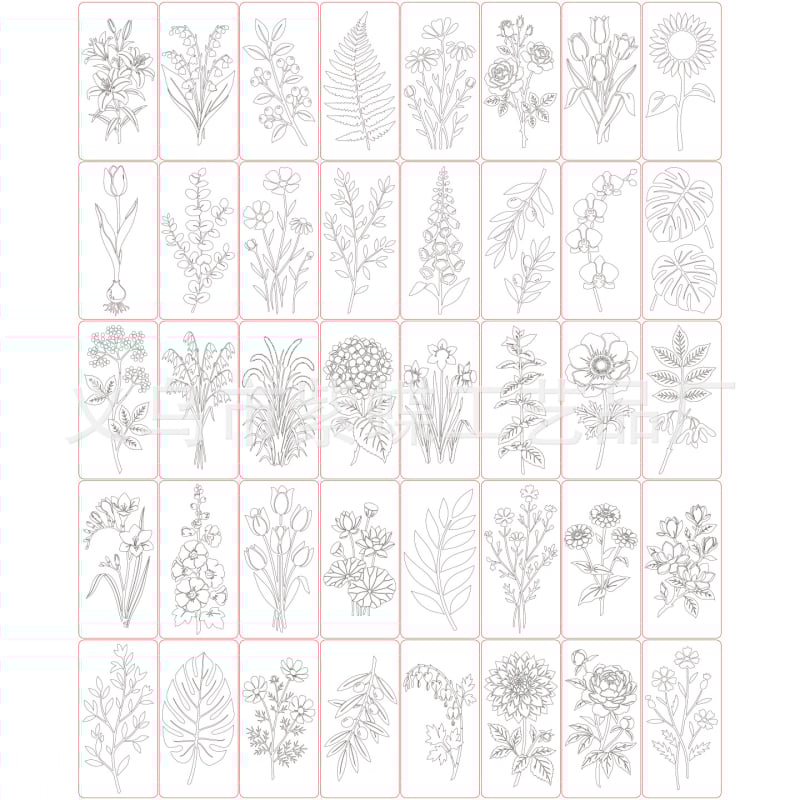 Virágos spray-festés sablon – PET, tartós üreges sablon, DIY festőeszköz (Márka: Yiwu Purple Butterfly Craft Factory, Modell: SJX-186)