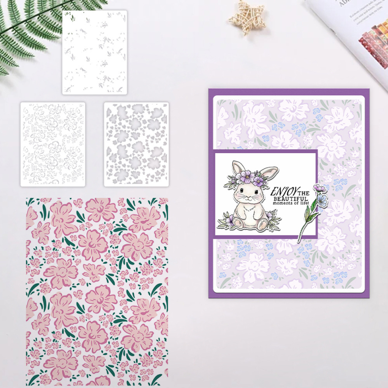 Šablona ploča za tisk cvjetnog uzorka – PET, rezbarstvo, moderni minimalistički stil, za ukrašavanje dnevnika