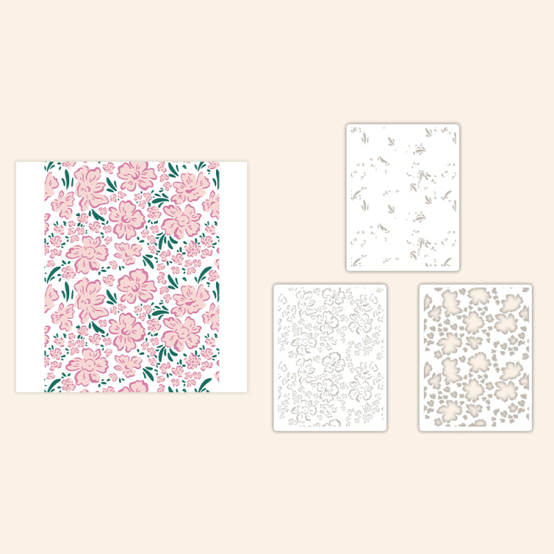 Šablona ploča za tisk cvjetnog uzorka – PET, rezbarstvo, moderni minimalistički stil, za ukrašavanje dnevnika