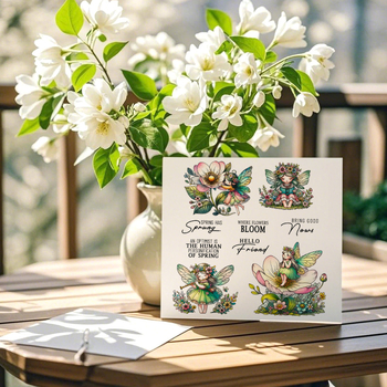 Silikonski pečat za ručne radove, oblik: proljetna cvjetna vila djevojčica; materijal: silikon; izrada: lijevanje; namjena: ukras za torbu