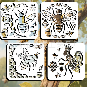 Šablona za crtanje s prorezima: pčela i cvijeće | Materijal: PET | Marka: Yiwu Purple Butterfly Arts & Crafts Factory | Uvoz: Ne | IP ovlaštenje: Ne