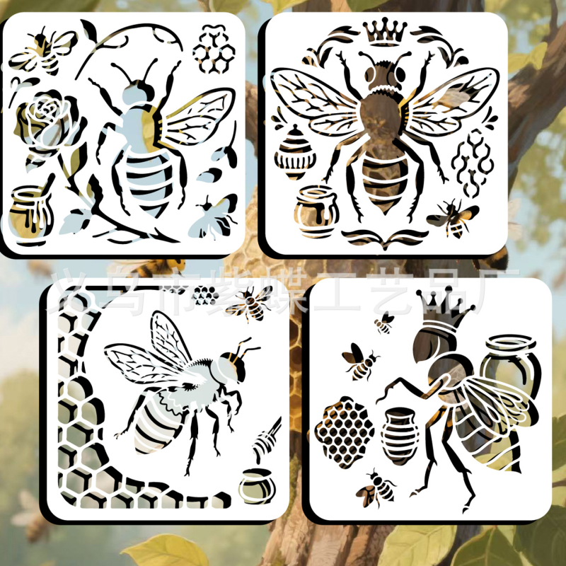 Šablona za crtanje s prorezima: pčela i cvijeće | Materijal: PET | Marka: Yiwu Purple Butterfly Arts & Crafts Factory | Uvoz: Ne | IP ovlaštenje: Ne
