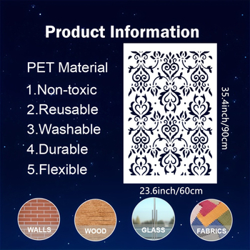 Șablon pentru pictură murală cu mandala retro, material PET ecologic, neimportat, fără marcă privată, IP fără licență