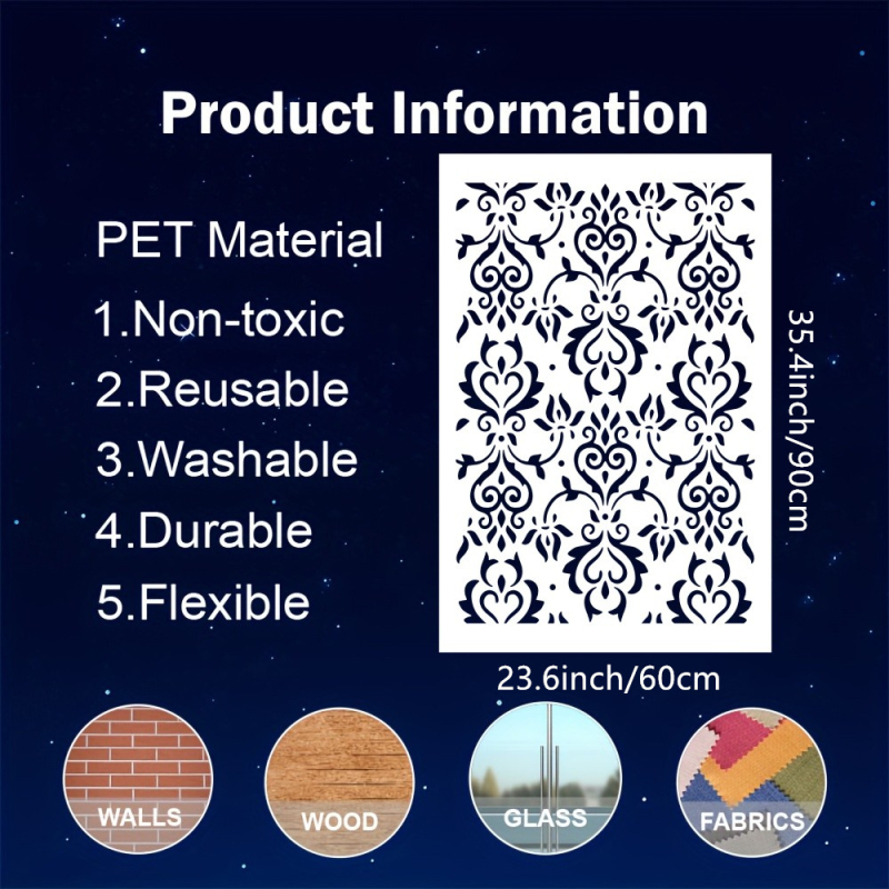 Șablon pentru pictură murală cu mandala retro, material PET ecologic, neimportat, fără marcă privată, IP fără licență