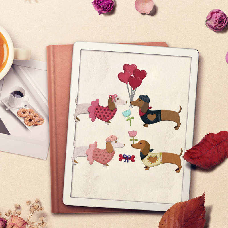 Kalup za embosiranje noža za papirnu umjetnost – dizajn para štenaca, karbonska čelika, lijevano