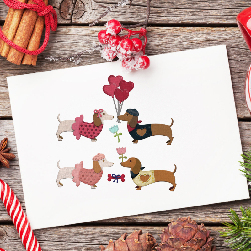 Kalup za embosiranje noža za papirnu umjetnost – dizajn para štenaca, karbonska čelika, lijevano