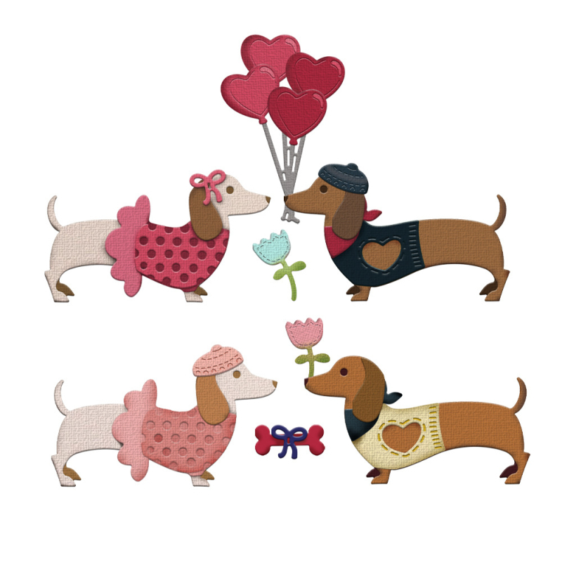 Kalup za embosiranje noža za papirnu umjetnost – dizajn para štenaca, karbonska čelika, lijevano