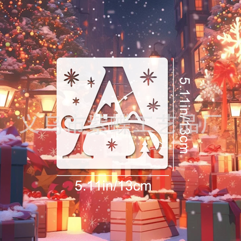 Șablon alfabet gol pentru DIY pictură cu pulverizare – atmosferă de iarnă | PET | Cod SJX-78