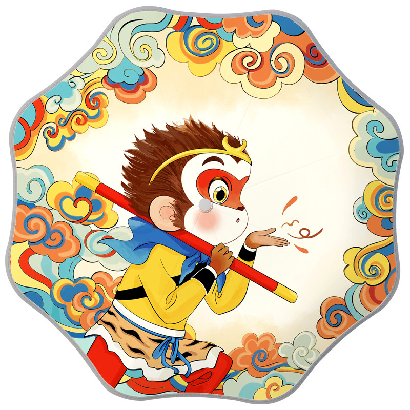 Детски автоматичен чадър с 8-ребрен каркас, UPF50+ защита от слънце и дъжд, печат на лого