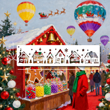 Șablon de pictură pentru atmosferă de Crăciun cu om de zăpadă și ren, decupaj — material PET; Brand: Yiwu Purple Butterfly Arts and Crafts Factory; Nu se importă; Acord IP: Nu autorizat