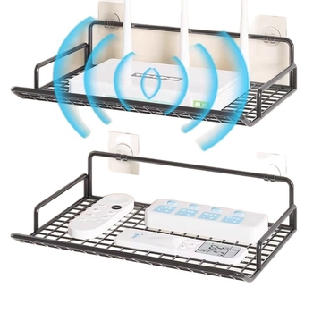 Raft de stocare pentru router - suport montat pe perete din oțel, pentru router și set-top box, 1 etaj, potrivit pentru cămin studențesc.