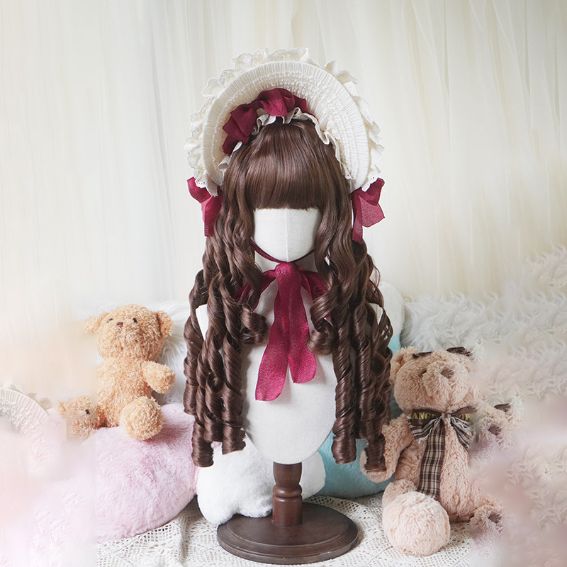 Perucă pentru femei, bucle Lolita, fibre rezistente la temperatură, model Mg-llt-012, poate fi vopsită și tratată prin perm, stil antic-retro