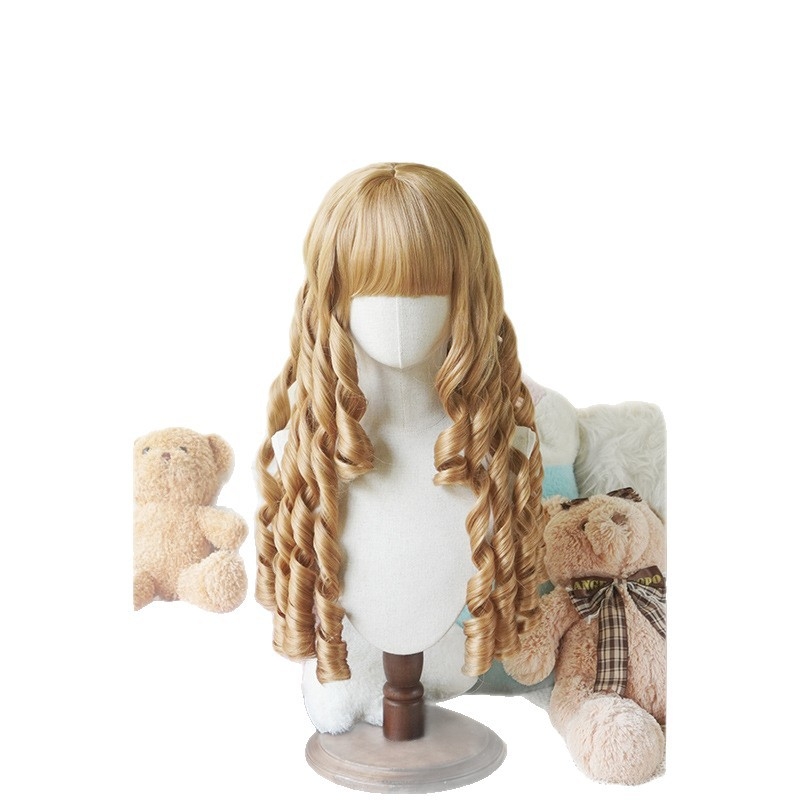 Perucă pentru femei, bucle Lolita, fibre rezistente la temperatură, model Mg-llt-012, poate fi vopsită și tratată prin perm, stil antic-retro