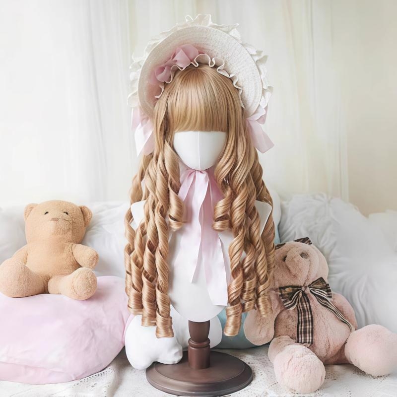 Perucă pentru femei, bucle Lolita, fibre rezistente la temperatură, model Mg-llt-012, poate fi vopsită și tratată prin perm, stil antic-retro