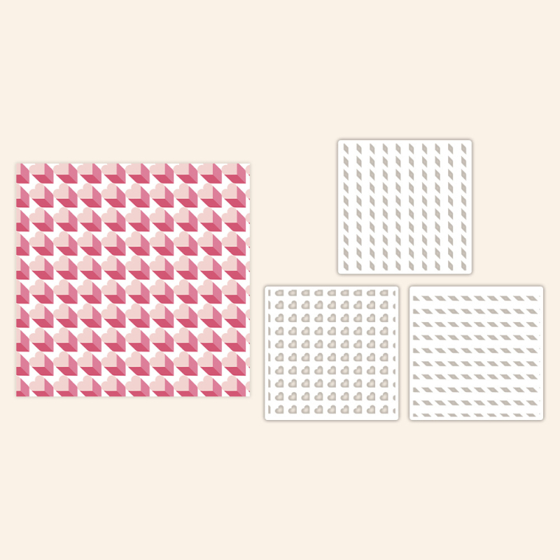 Šablona za ukrašavanje dnevnika sa srcolikim motivom – PET ploča za graviranje i tisak, model YX-PKC354-M, moderni minimalistički stil