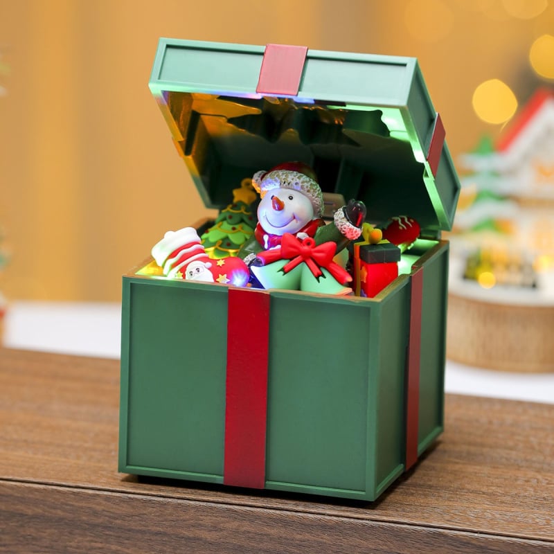 Дървен коледен въртящ се музикален орнамент с влакче — Juntai Christmas