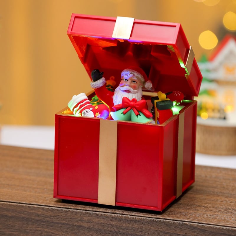 Дървен коледен въртящ се музикален орнамент с влакче — Juntai Christmas