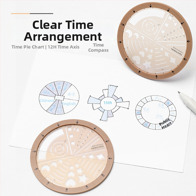 Kokuyo okretni šablonski pravilo za MO planer pribor, stil ikona i stil rasporeda, podijeljeni krug, ABS+PC, moderni minimalistički, ručno izrađeno