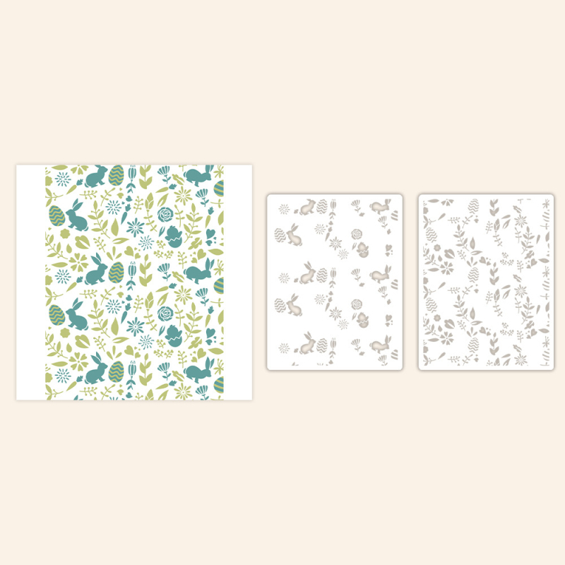 PET šablona za ukrašavanje dnevnika s motivom zeca i cvijeća – pločica s šupljim reljefom i graviranjem, model YX-PKC346-M