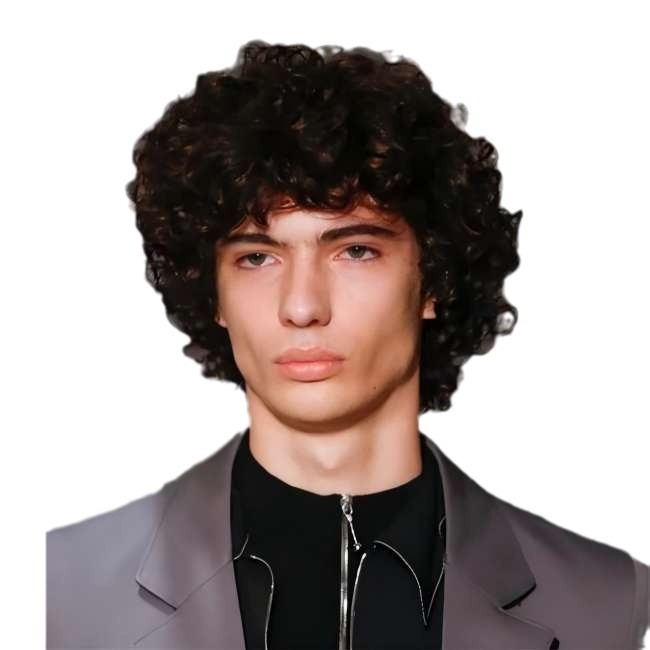 Perika kratkih kovrčavih dlaka, egzotičan stil, domaće svila, model 445123, potpuna pokrivenost glave