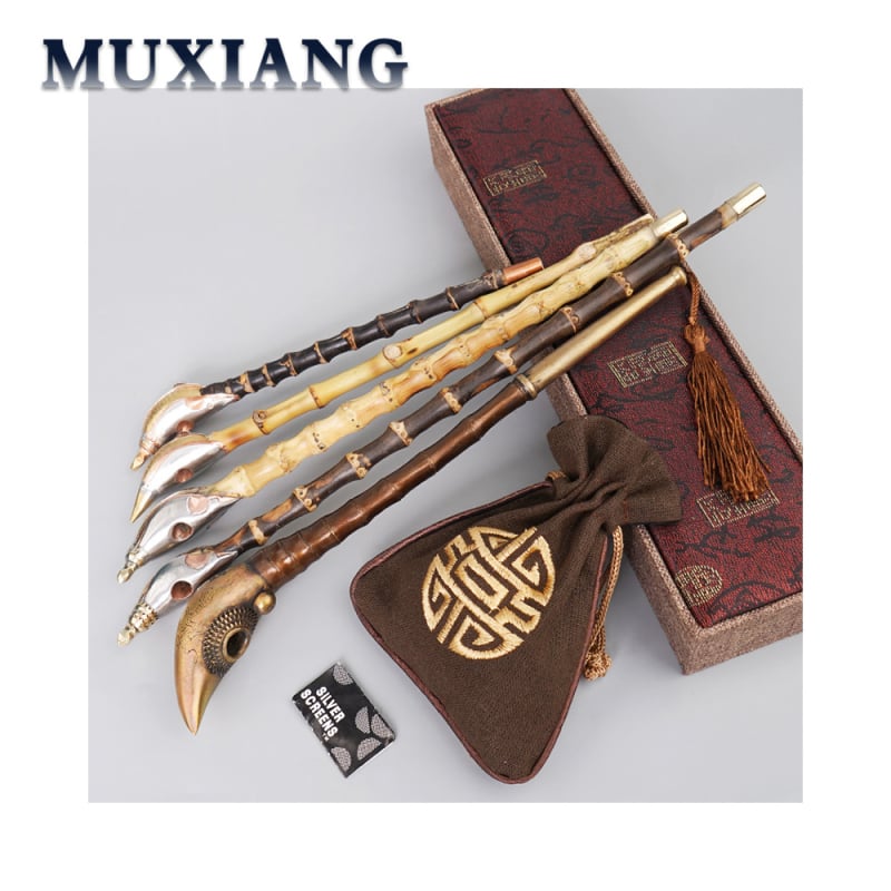 Old Fox - Régi stílusú pipa, hagyományos bambusz száraz pipa, testreszabható magáncímke, ajándék idősnek