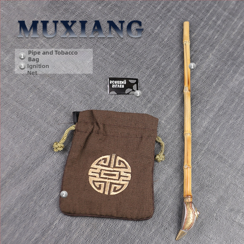 Old Fox - Régi stílusú pipa, hagyományos bambusz száraz pipa, testreszabható magáncímke, ajándék idősnek
