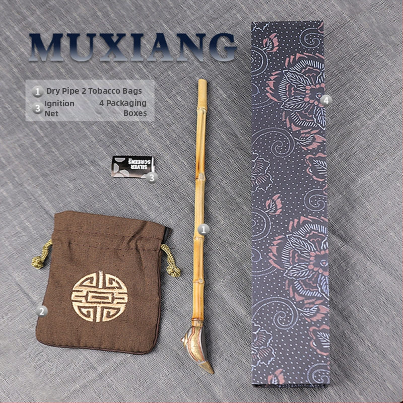 Old Fox - Régi stílusú pipa, hagyományos bambusz száraz pipa, testreszabható magáncímke, ajándék idősnek