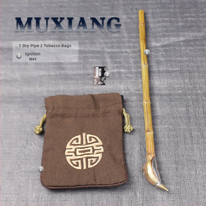 Old Fox - Régi stílusú pipa, hagyományos bambusz száraz pipa, testreszabható magáncímke, ajándék idősnek