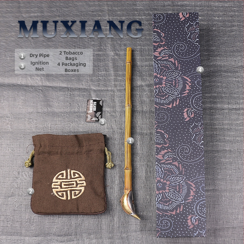Old Fox - Régi stílusú pipa, hagyományos bambusz száraz pipa, testreszabható magáncímke, ajándék idősnek
