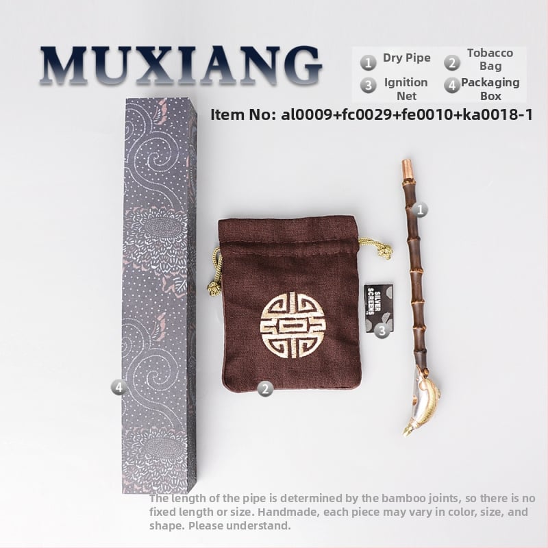 Old Fox - Régi stílusú pipa, hagyományos bambusz száraz pipa, testreszabható magáncímke, ajándék idősnek