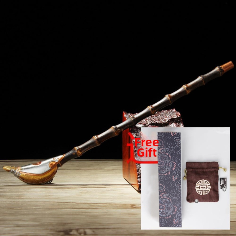 Old Fox - Régi stílusú pipa, hagyományos bambusz száraz pipa, testreszabható magáncímke, ajándék idősnek