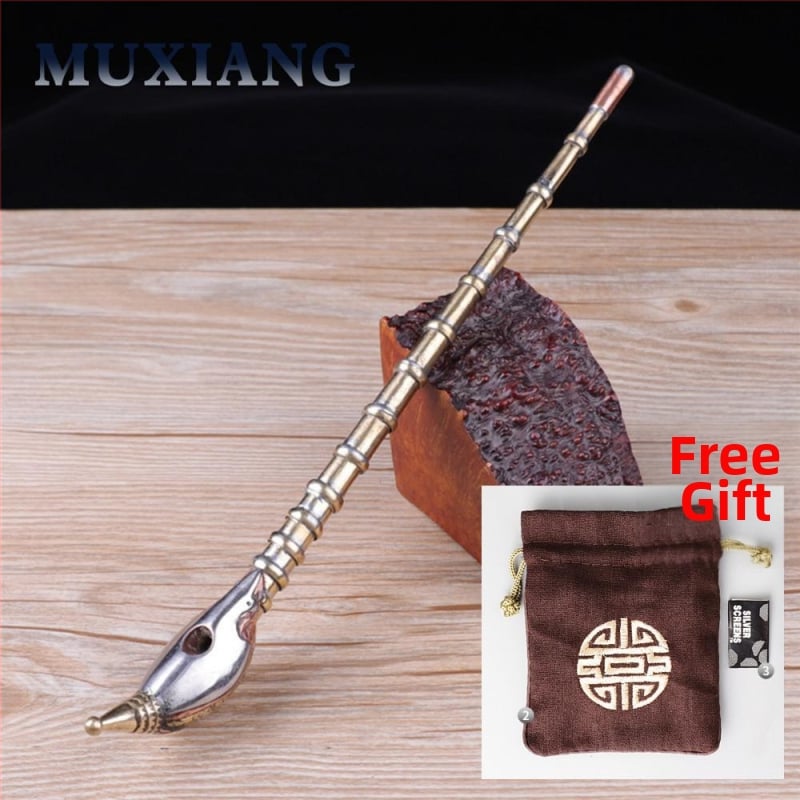 Old Fox - Régi stílusú pipa, hagyományos bambusz száraz pipa, testreszabható magáncímke, ajándék idősnek