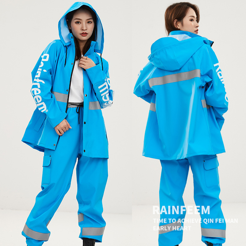 Σετ μπουφάν βροχής και παντελόνια για οδηγούς, παχύ πλεκτό ύφασμα, PVC αδιάβροχο στρώμα, ενήλικοι unisex