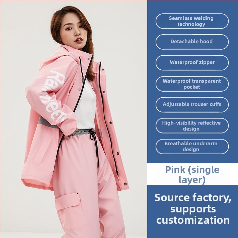 Σετ μπουφάν βροχής και παντελόνια για οδηγούς, παχύ πλεκτό ύφασμα, PVC αδιάβροχο στρώμα, ενήλικοι unisex