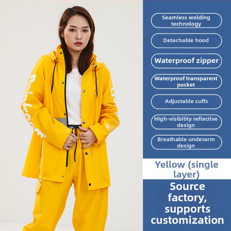 Σετ μπουφάν βροχής και παντελόνια για οδηγούς, παχύ πλεκτό ύφασμα, PVC αδιάβροχο στρώμα, ενήλικοι unisex