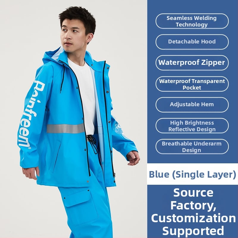 Σετ μπουφάν βροχής και παντελόνια για οδηγούς, παχύ πλεκτό ύφασμα, PVC αδιάβροχο στρώμα, ενήλικοι unisex