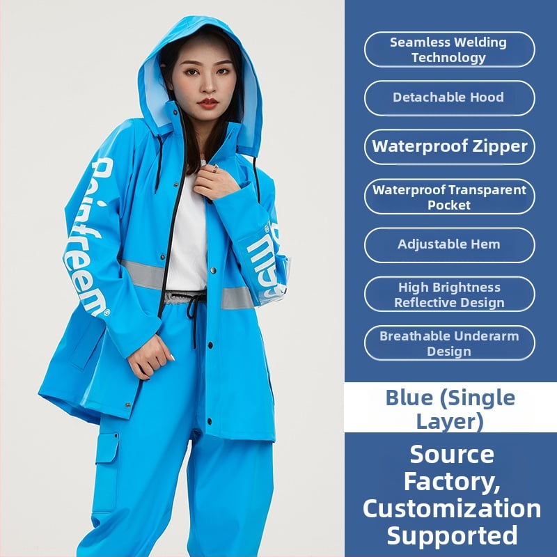 Σετ μπουφάν βροχής και παντελόνια για οδηγούς, παχύ πλεκτό ύφασμα, PVC αδιάβροχο στρώμα, ενήλικοι unisex