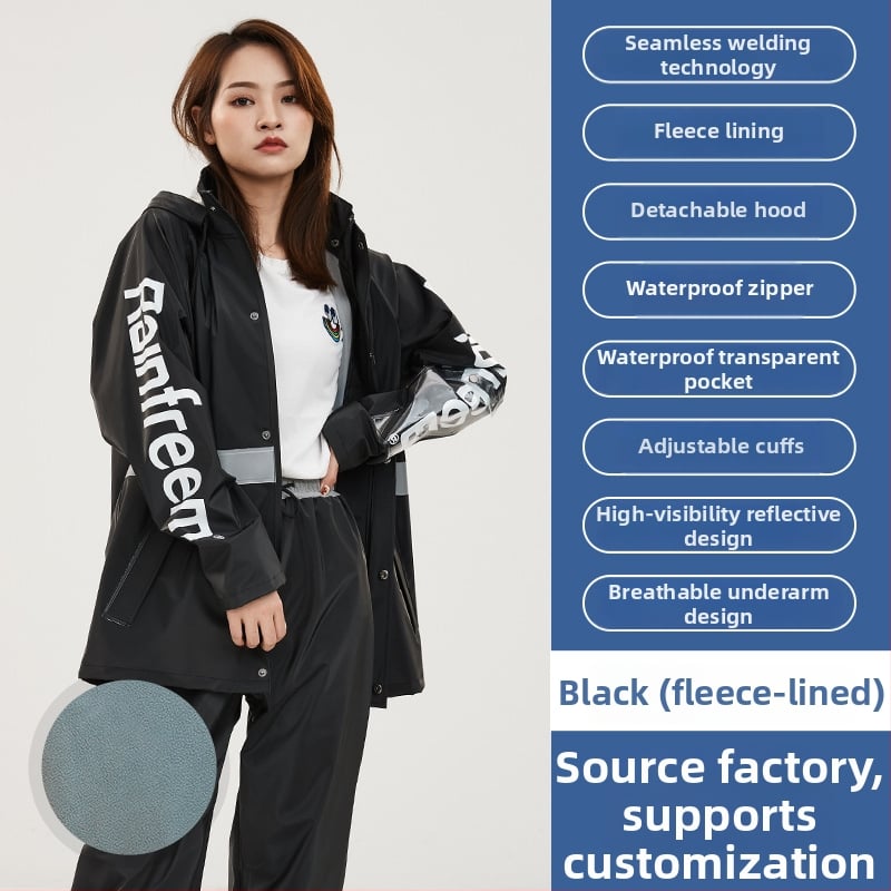 Σετ μπουφάν βροχής και παντελόνια για οδηγούς, παχύ πλεκτό ύφασμα, PVC αδιάβροχο στρώμα, ενήλικοι unisex