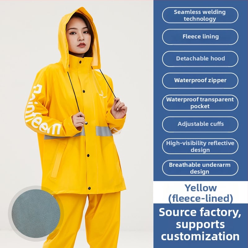 Σετ μπουφάν βροχής και παντελόνια για οδηγούς, παχύ πλεκτό ύφασμα, PVC αδιάβροχο στρώμα, ενήλικοι unisex