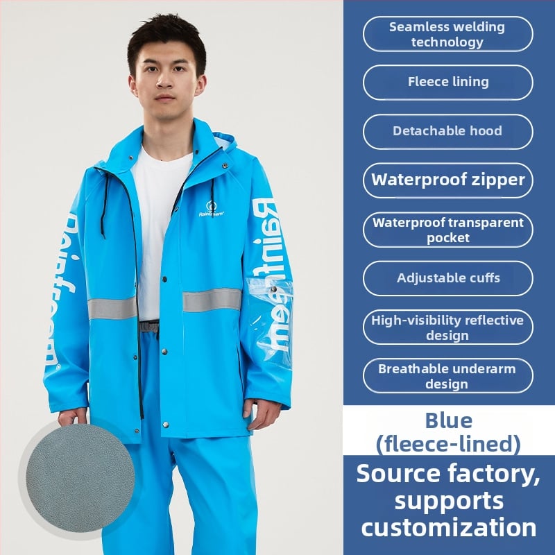Σετ μπουφάν βροχής και παντελόνια για οδηγούς, παχύ πλεκτό ύφασμα, PVC αδιάβροχο στρώμα, ενήλικοι unisex
