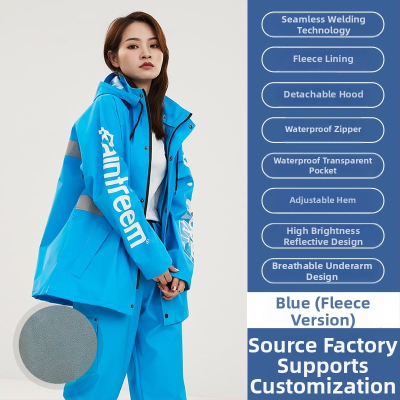 Σετ μπουφάν βροχής και παντελόνια για οδηγούς, παχύ πλεκτό ύφασμα, PVC αδιάβροχο στρώμα, ενήλικοι unisex