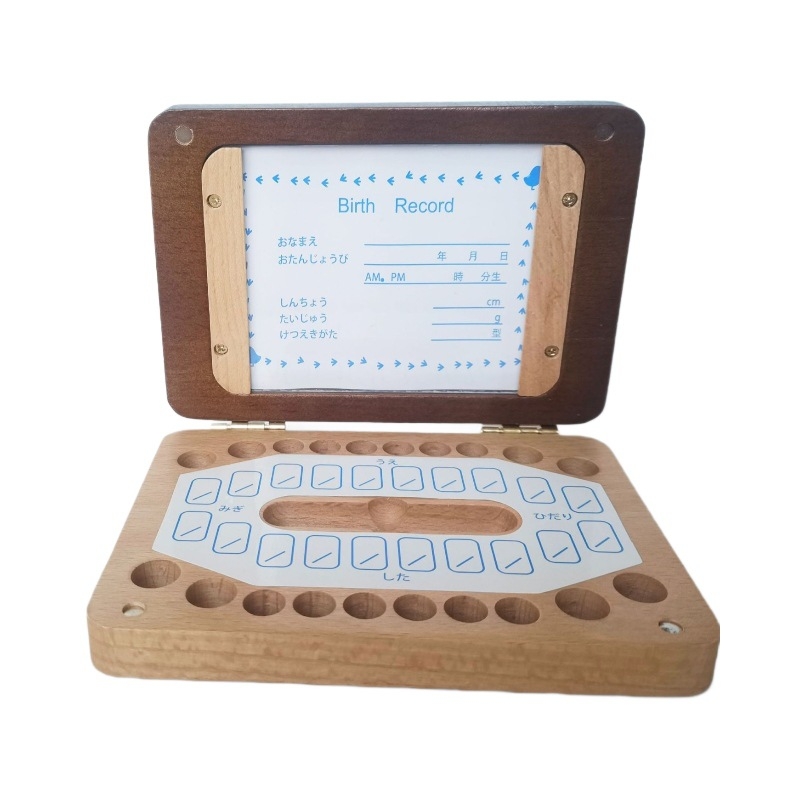 Drveni dječji okvir za fotografije i kutija za pohranu mliječnih zubića, višebojna ambalaža, pogodna za djecu do 14 godina