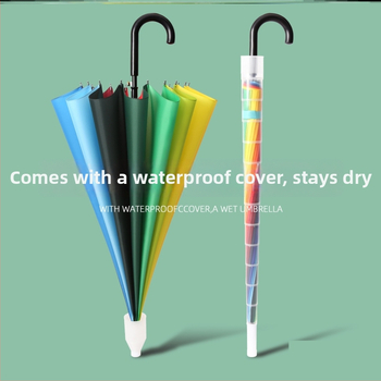 Детски чадър за дъжд с водоустойчив калъф, 16-ребрен дълъг модел, автоматично отваряне, плат Pongee 190T, железен каркас, пластмасова дръжка