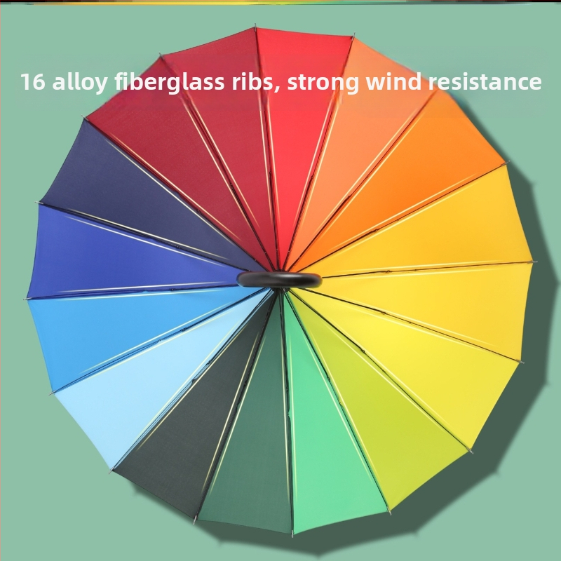 Детски чадър за дъжд с водоустойчив калъф, 16-ребрен дълъг модел, автоматично отваряне, плат Pongee 190T, железен каркас, пластмасова дръжка