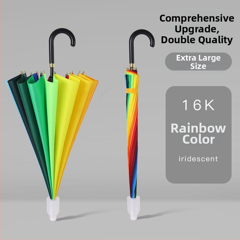 Детски чадър за дъжд с водоустойчив калъф, 16-ребрен дълъг модел, автоматично отваряне, плат Pongee 190T, железен каркас, пластмасова дръжка